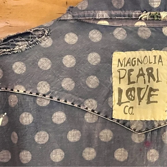 Magnolia Pearl Navy/White Polka Dot Western Cut Shirt - Picture 5 of 9